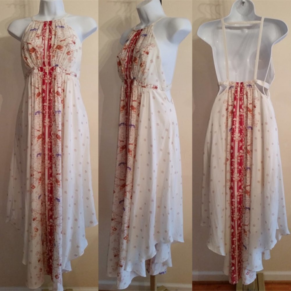 FREE people open back floral maxi dress aprox 2-4,  Greek goddess vibes.